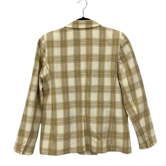 Sezane Christie Jacket Carreau Tile Plaid In Beige Ochre Bordeaux 38 US Size 6 - Picture 10 of 15